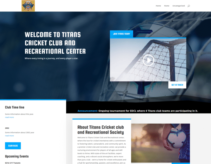 Titan Cricket Club and Recreation center.